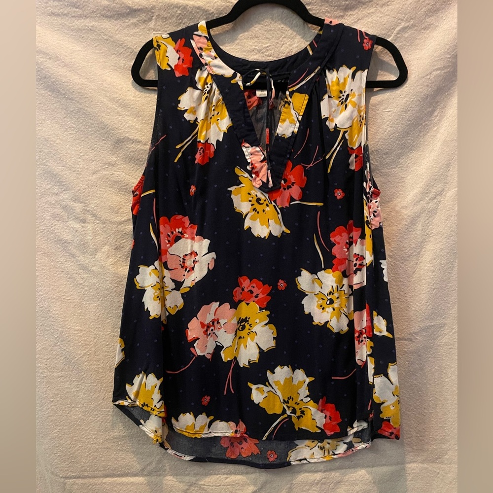 Old Navy Floral Sleeveless Blouse - Navy, Red, Yellow